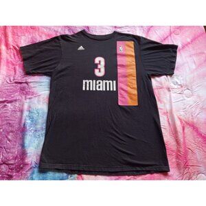 Miami Heat #3 Dwyane Wade Men's Large Black Shirt Adidas Floridians ABA NBA 305